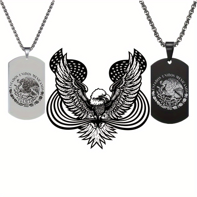 Personalized Mexican Eagle Flag Necklace